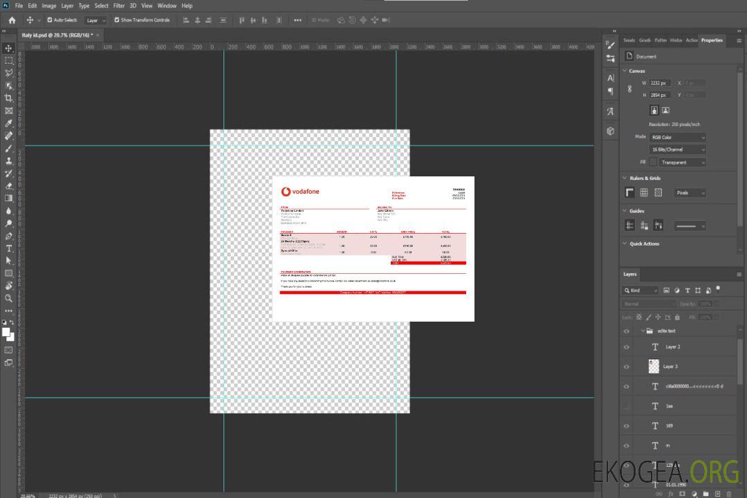 Modèle de facture Vodafone aux États , Unis template Modèle de facture Vodafone aux États , Unis template